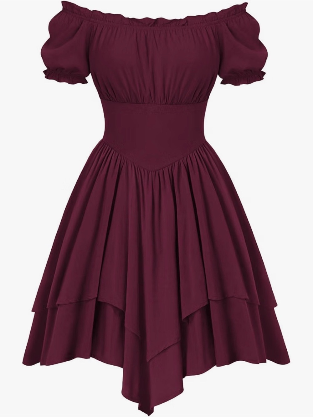 Color is Wine - Scarlet Darkness XL Off-Shoulder Burgundy Women’s Dress
